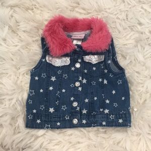 🎀 Girls 3T Denim Vest & Pink Faux Fur 🌈